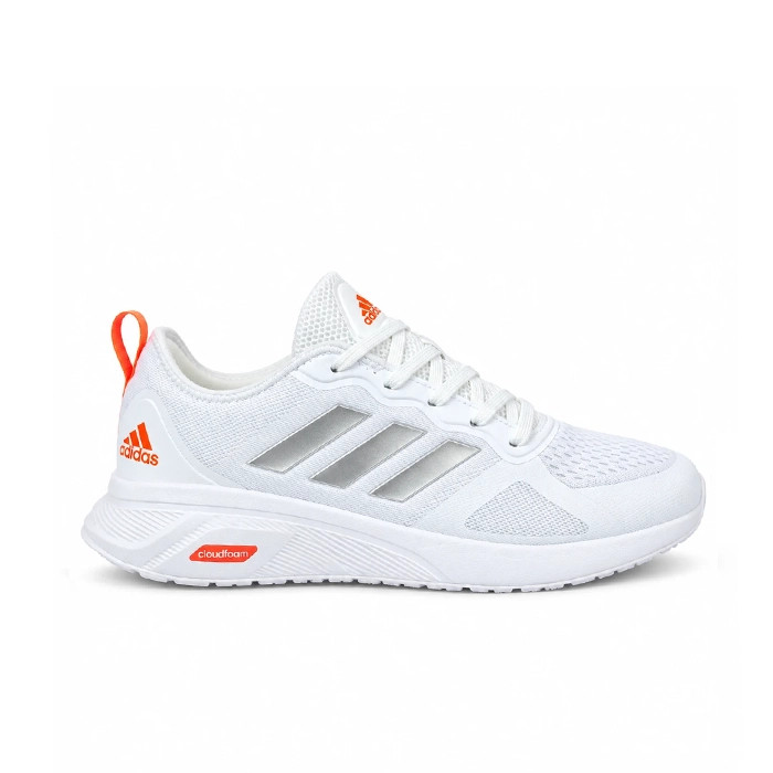 کفش کتانی وارداتی رانینگ و پیاده روی آدیداس مدل کلودفوم Adidas Cloudfoam سبک و تنفسپذیر (سفید نارنجی)