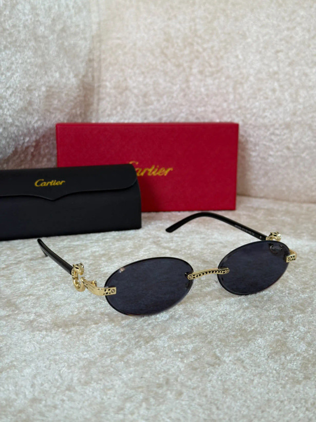 عینک وارداتی کارتیه سری پنتر فریم لس Cartier Panthère Rimless (جزئیات طلایی)