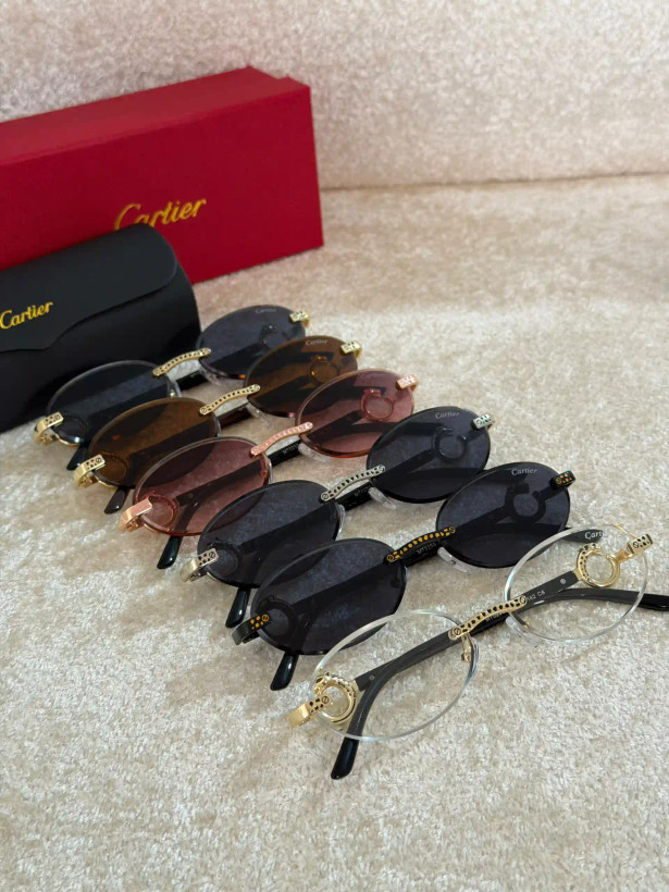 عینک وارداتی کارتیه سری پنتر فریم لس Cartier Panthère Rimless (جزئیات طلایی)