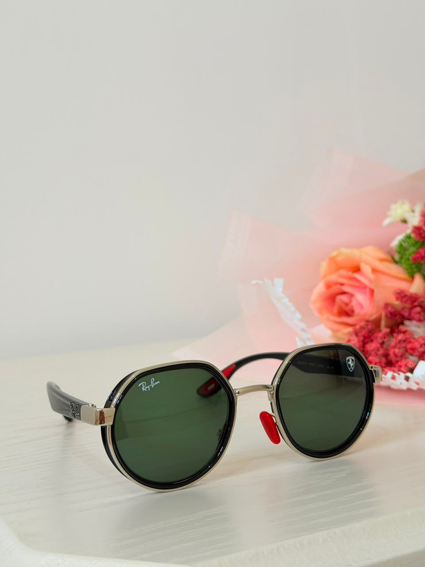 عینک آفتابی وارداتی ریبن فراری دایره ای (Ray-Ban Scuderia Ferrari) مدل اسپرت لاکچری (سبز)