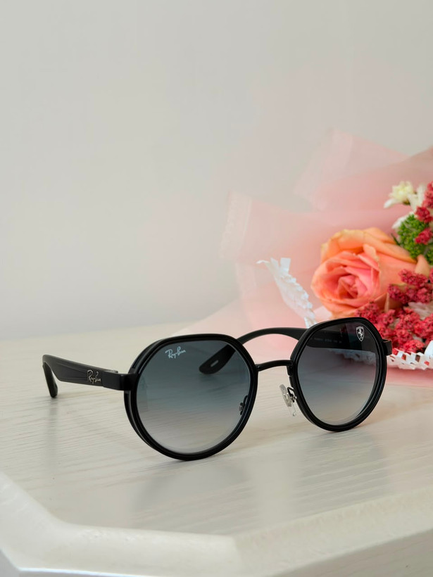 عینک آفتابی وارداتی ریبن فراری دایره ای (Ray-Ban Scuderia Ferrari) مدل اسپرت لاکچری (دودی)