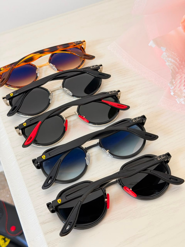 عینک آفتابی وارداتی ریبن فراری دایره ای (Ray-Ban Scuderia Ferrari) مدل اسپرت لاکچری (دودی)