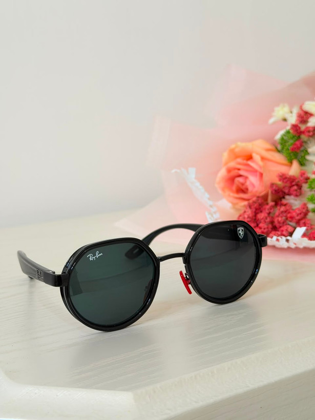 عینک آفتابی وارداتی ریبن فراری دایره ای (Ray-Ban Scuderia Ferrari) مدل اسپرت لاکچری (مشکی)