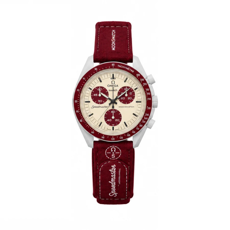 ساعت وارداتی امگا سواچ (مون سواچ) Omega Swatch MoonSwatch (زرشکی)