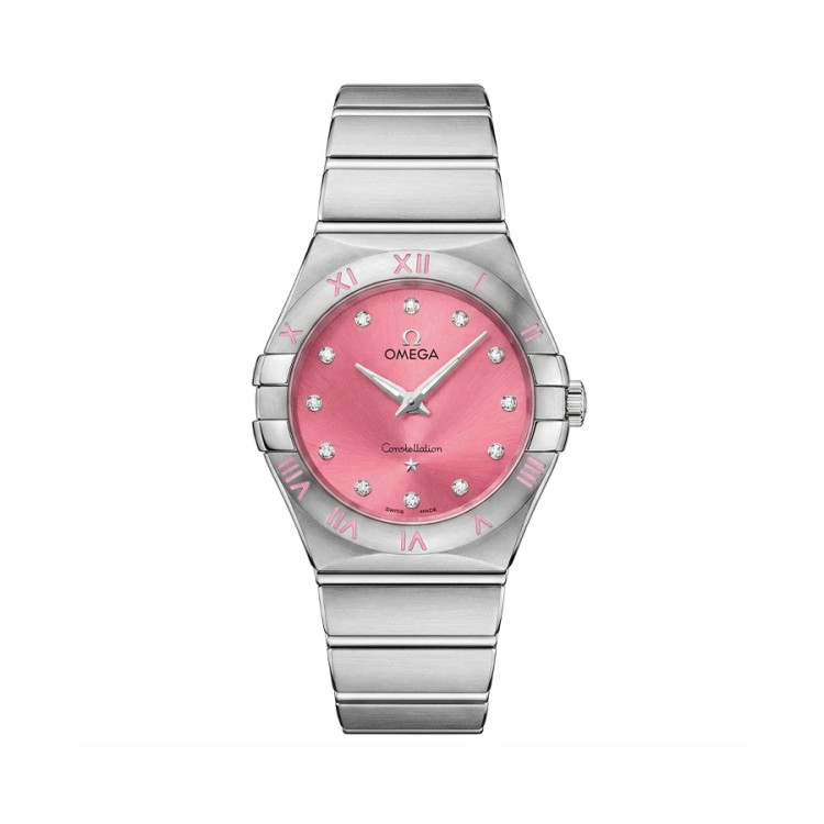 ساعت وارداتی (موتور ژاپن) امگا کانسلیشن Omega Constellation زنانه (نگینی صورتی)