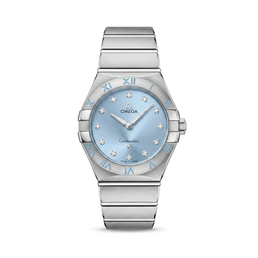ساعت وارداتی (موتور ژاپن) امگا کانسلیشن Omega Constellation زنانه (آبی نگینی)