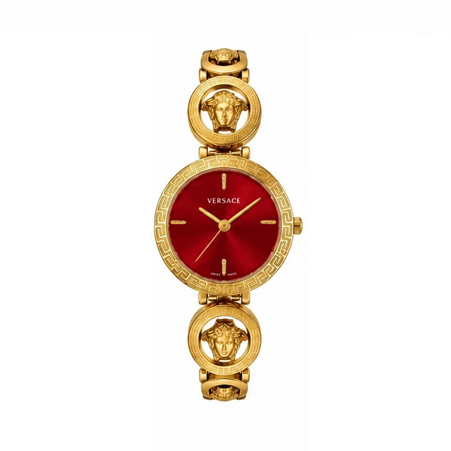 ساعت وارداتی ورساچه زنانه موتور ژاپن Versace (قرمز)