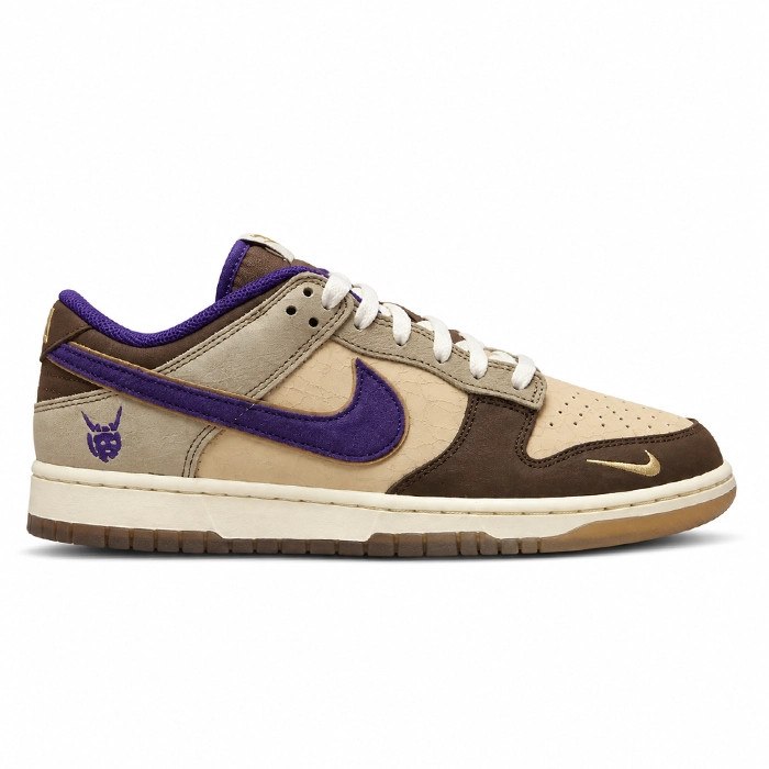 کفش کتانی وارداتی نایک ایر جردن 4 رترو Nike Air Jordan 4 Retro (کرم قهوه ای با لوگوی بنفش)