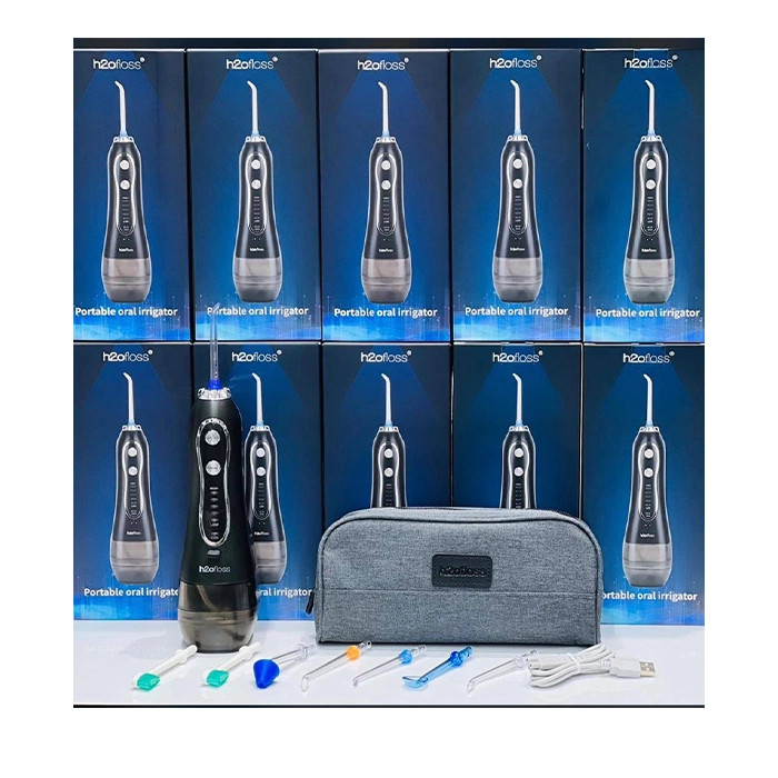 مسواک شارژی و واتر جت بهداشت دهان و دندان و حلق h2ofloss با مخزن آب و 8 نازل جانبی (Water Flosser Oral Irrigator) اورجینال