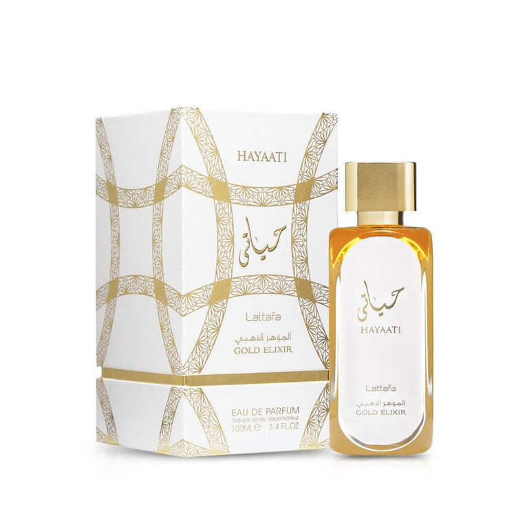 ادکلن حیاتی سفید گلد الکسیر لطافه Lattafa Hayaati Gold Elixir (الجوهر الذهبی)