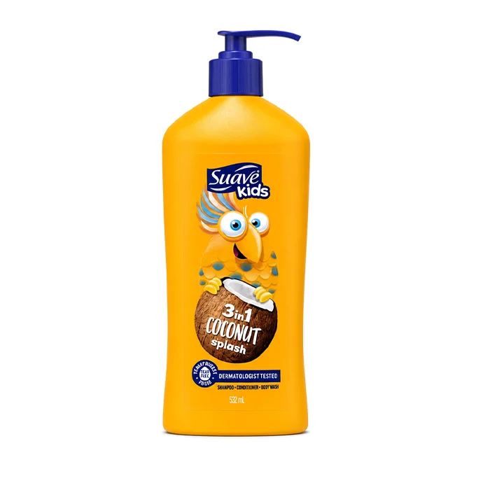 شامپو بدون اشک کودک سواو Suave Kids مدل Coconut Splash سه‌کاره حجم ۵۳۲ میلی‌لیتر (اورجینال)