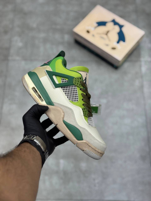 کفش کتونی وارداتی نایک ایر جردن 4 رترو Nike Air Jordan 4 Retro (سبز و سفید)
