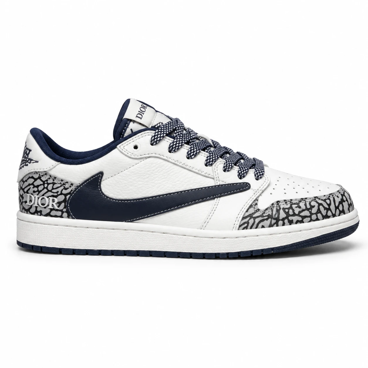 کفش کتانی وارداتی نایک ایر جردن 1 لو تراویس اسکات دیور سرمه‌ای Nike Air Jordan 1 Low
