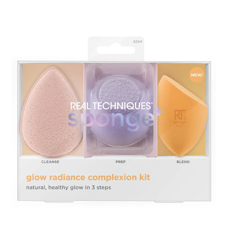 پک پد آرایشی و پاک‌ سازی ۳ عددی ریل تکنیک مدل Glow Radiance سری Sponge+ (اورجینال)