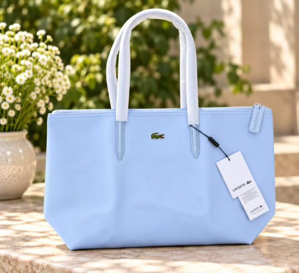 کیف وارداتی توت بگ و دوشی زنانه لاگوست زیپ دار (آبی 1073)