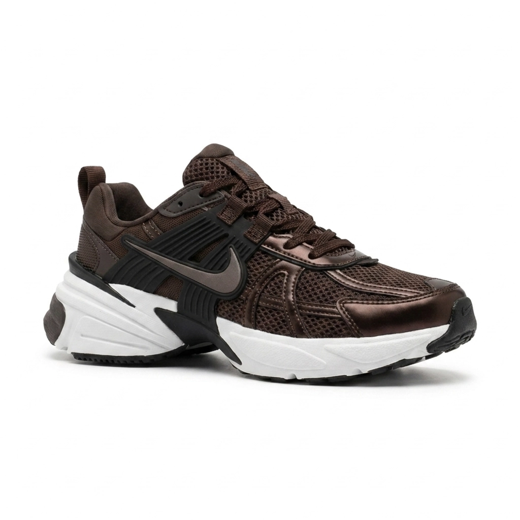کفش وارداتی نایک وی تو کی Nike V2K قهوه ای کفی سفید