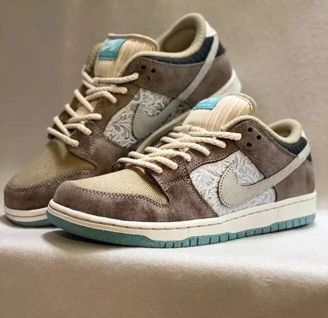 کفش کتانی وارداتی نایک اس بی دانک لو مردانه Nike SB Dunk Low (قهوهای کرم طرحدار)