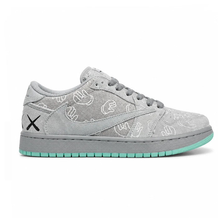 کفش کتانی وارداتی اسپرت و اسنیکرز مردانه نایکی ایر جردن لو Nike Air Jordan (خاکستری طرح گرافیکی)